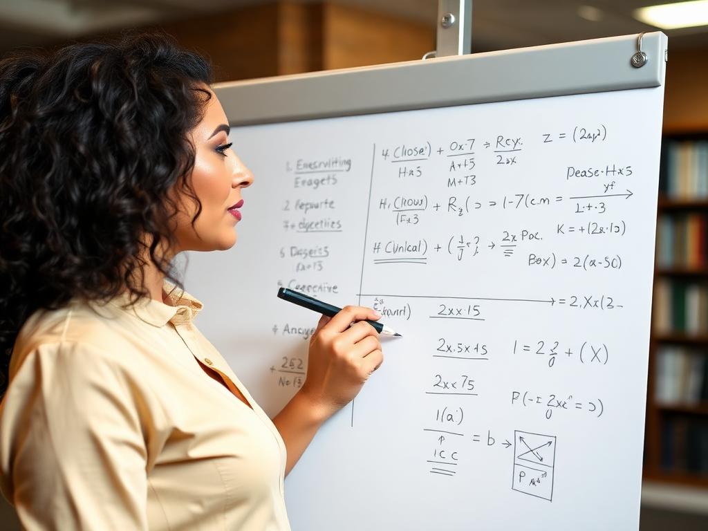 Pesquisadora em whiteboard